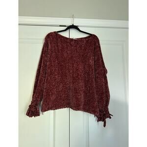 Sundance Samantha Pullover Chenille Sweater Womens Medium Dark Pink-Red